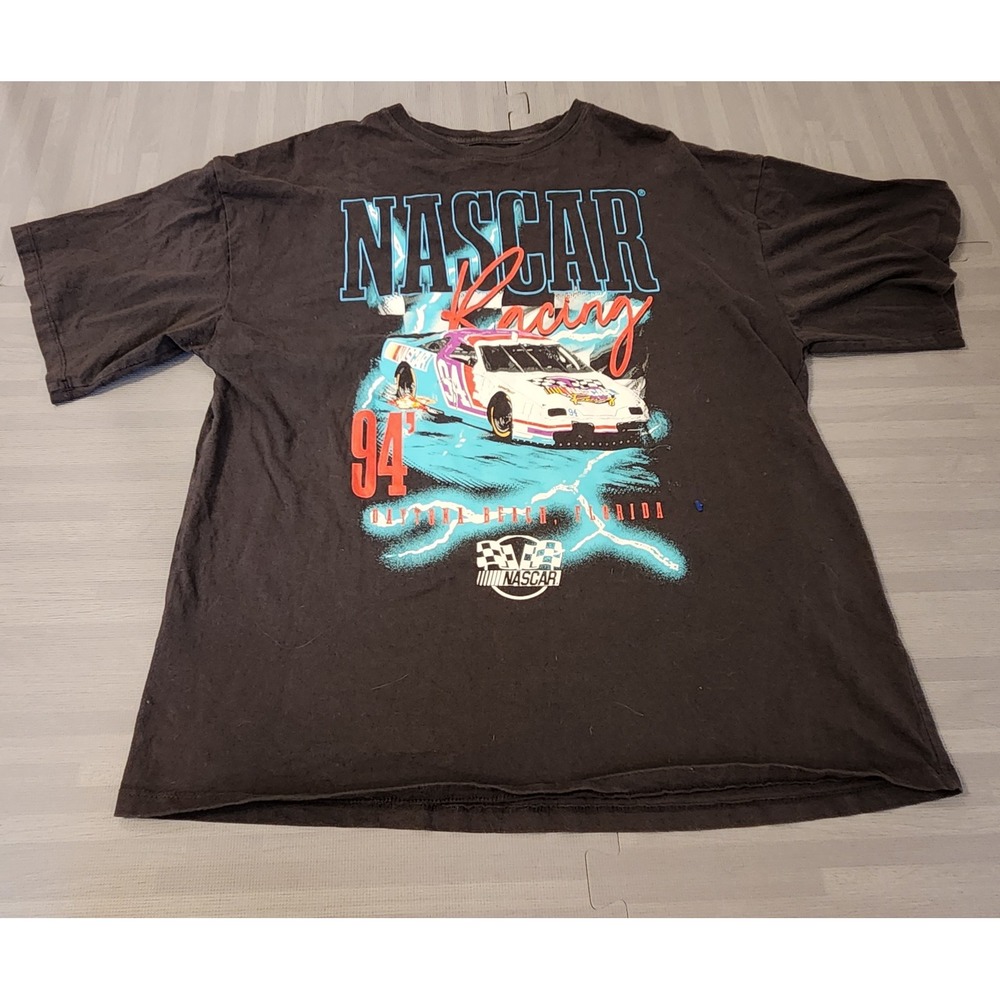 Vintage NASCAR Racing T Shirt 94 Daytona Beach Florida Graphic Tee Black Mens XL